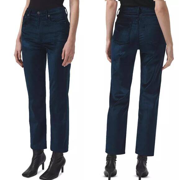 Agolde Denim - NWT AGOLDE Corduroy High Rise Stovepipe Jeans Velvet Blue Straight Leg Size 23